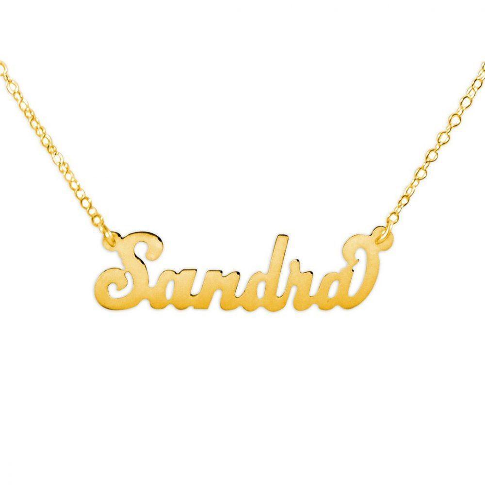 14K gold plated sterling silver carrie name necklace