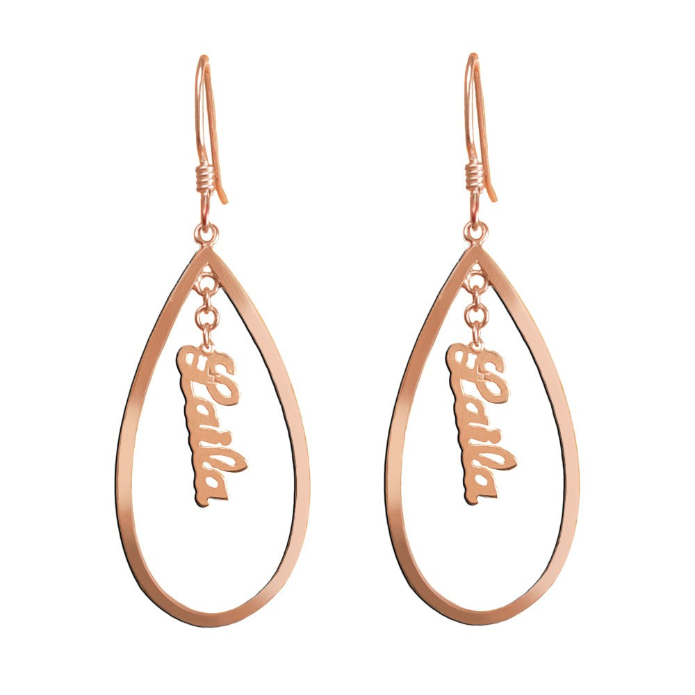 14K rose gold plated sterling silver personalized name earrings