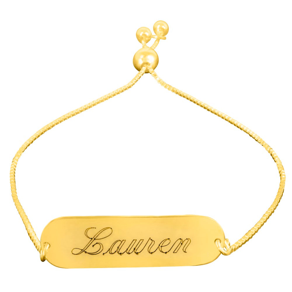 14K gold plated sterling silver personalized name bracelet engraved