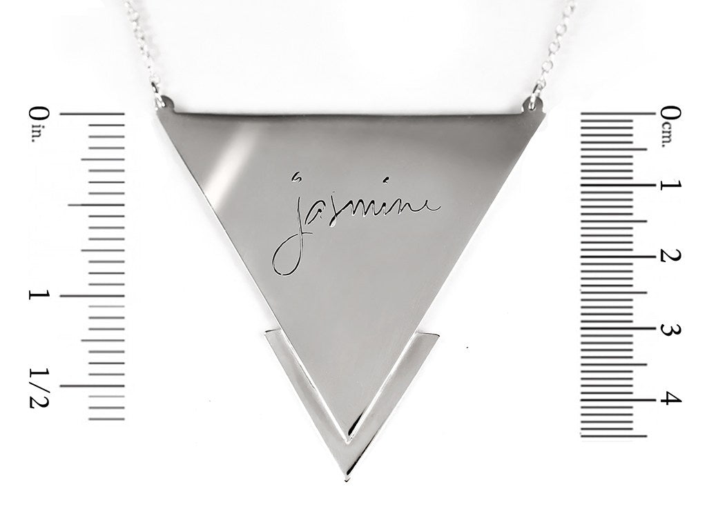 sterling silver name necklace measurement
