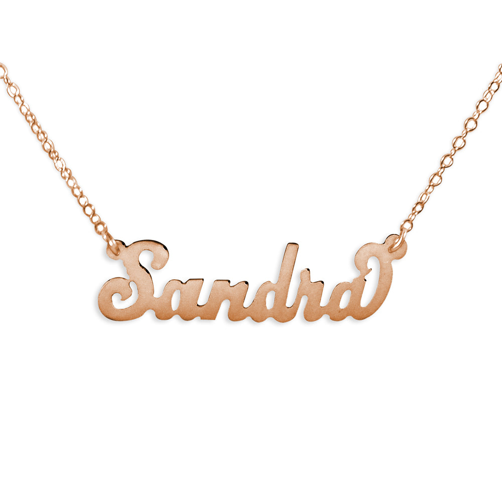 14K rose gold plated sterling silver carrie name necklace