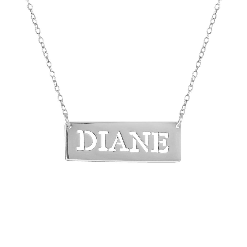0.925 sterling silver bar nameplate necklace