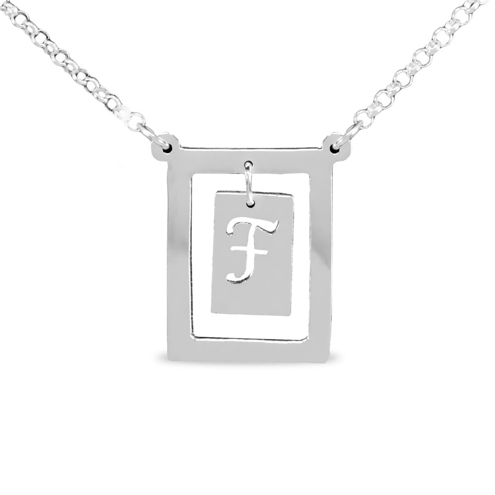 sterling silver bar initial pendant necklace