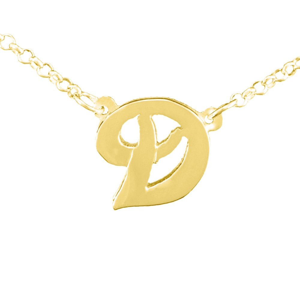 3D 14K gold plated sterling silver initial necklace