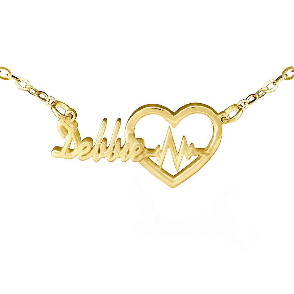 Mini Heart Beat Name Necklace