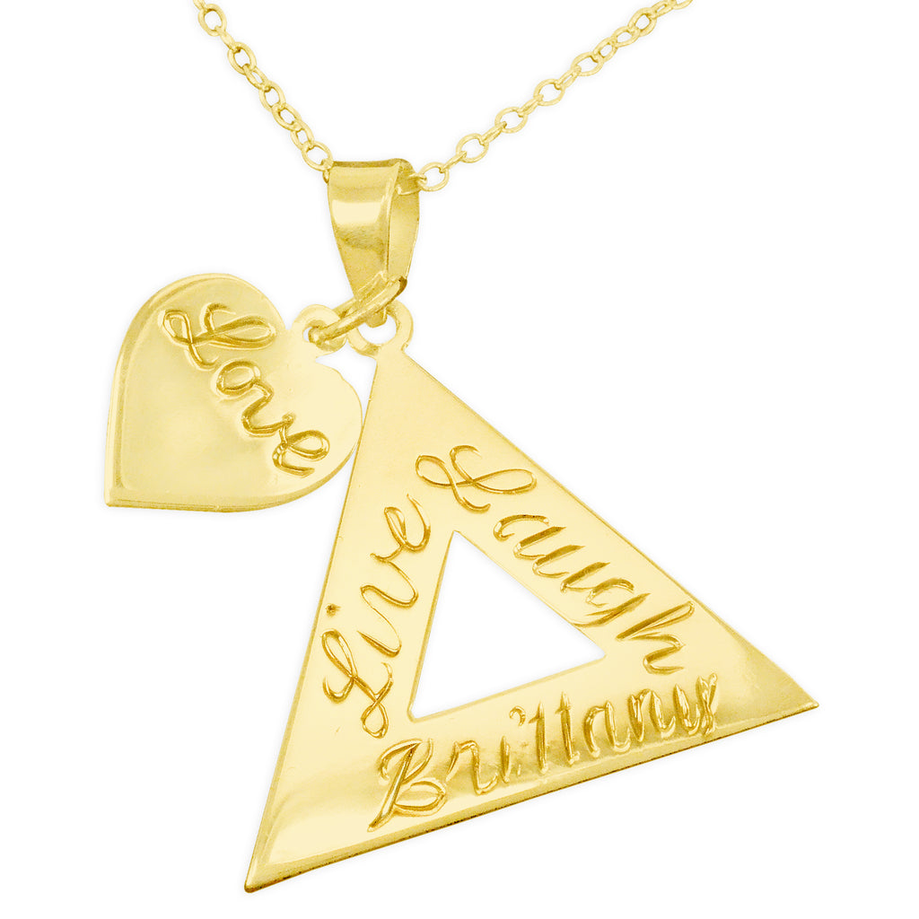 Engraved Pyramid Pendant Name Necklace