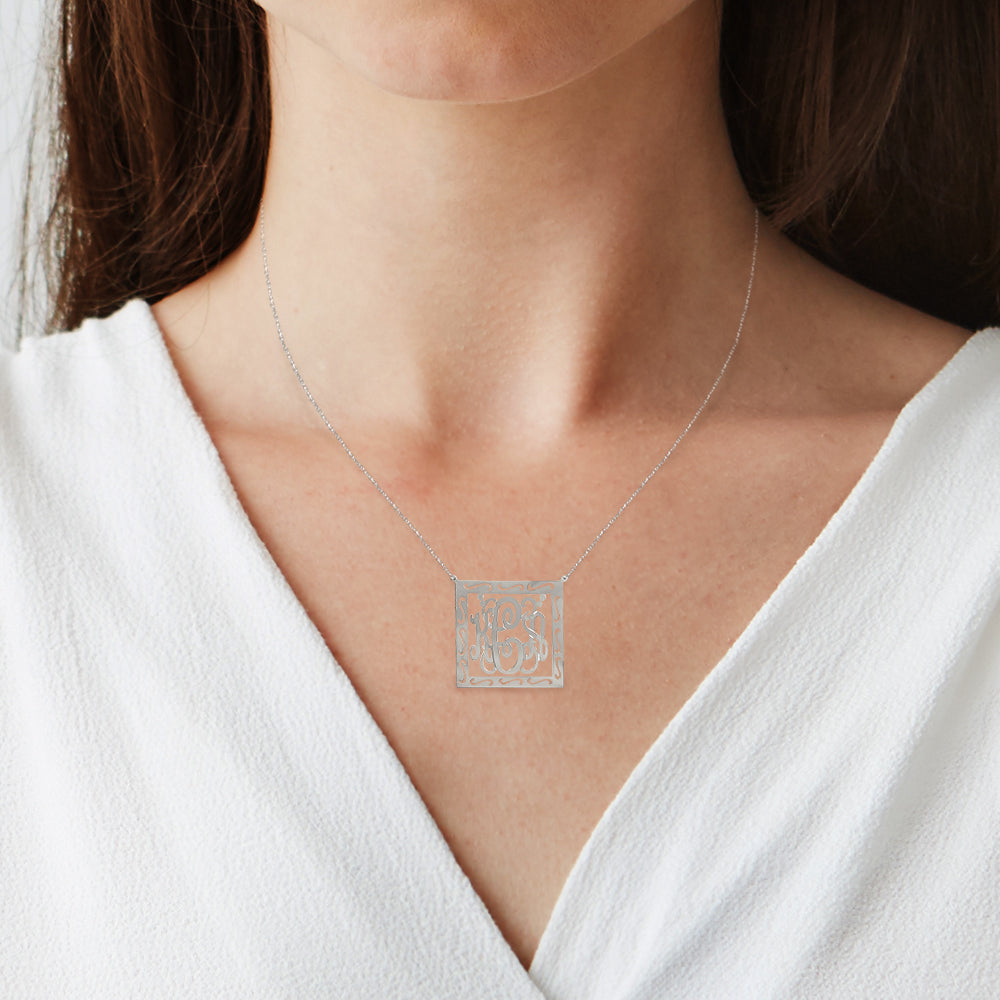 Filigree Square Monogram Necklace