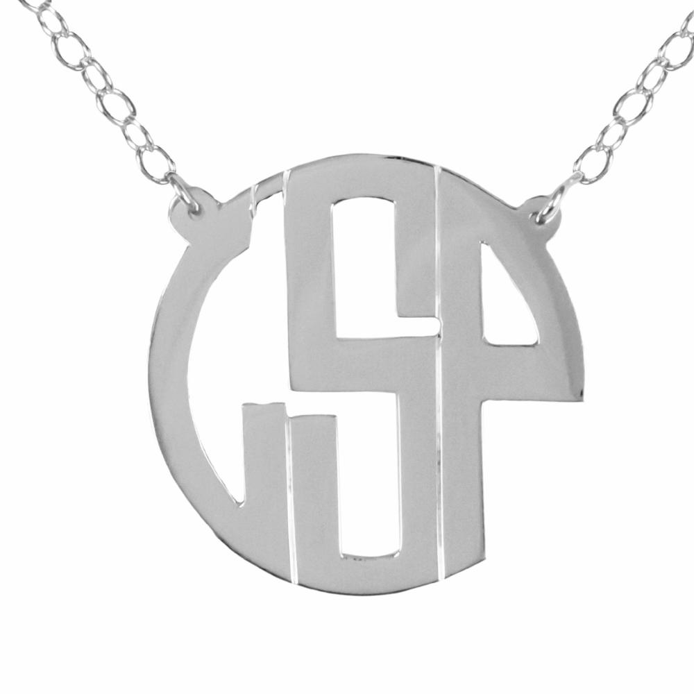 sterling silver circle monogram necklace