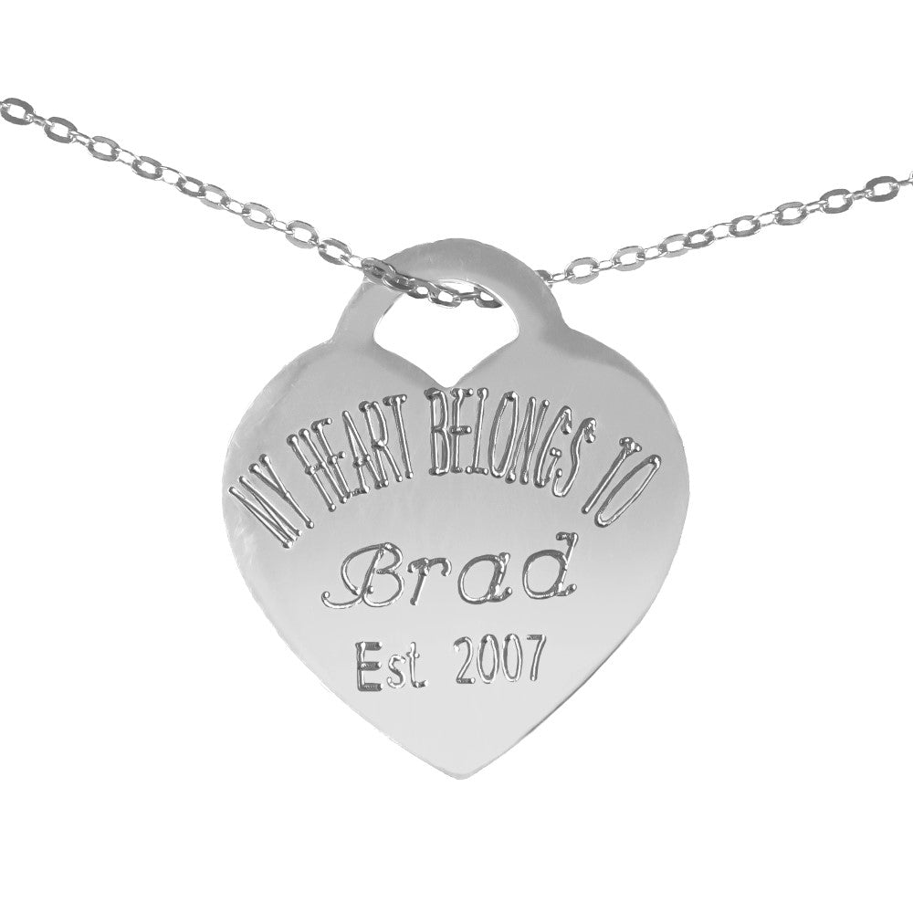 heart sterling silver name necklace