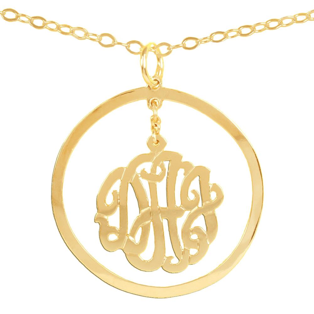 14K gold plated sterling silver chandelier monogram pendant