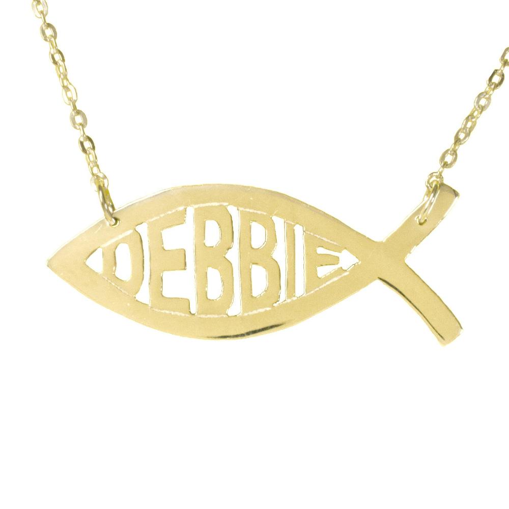 14K gold plated sterling silver-ichthus-name-necklace