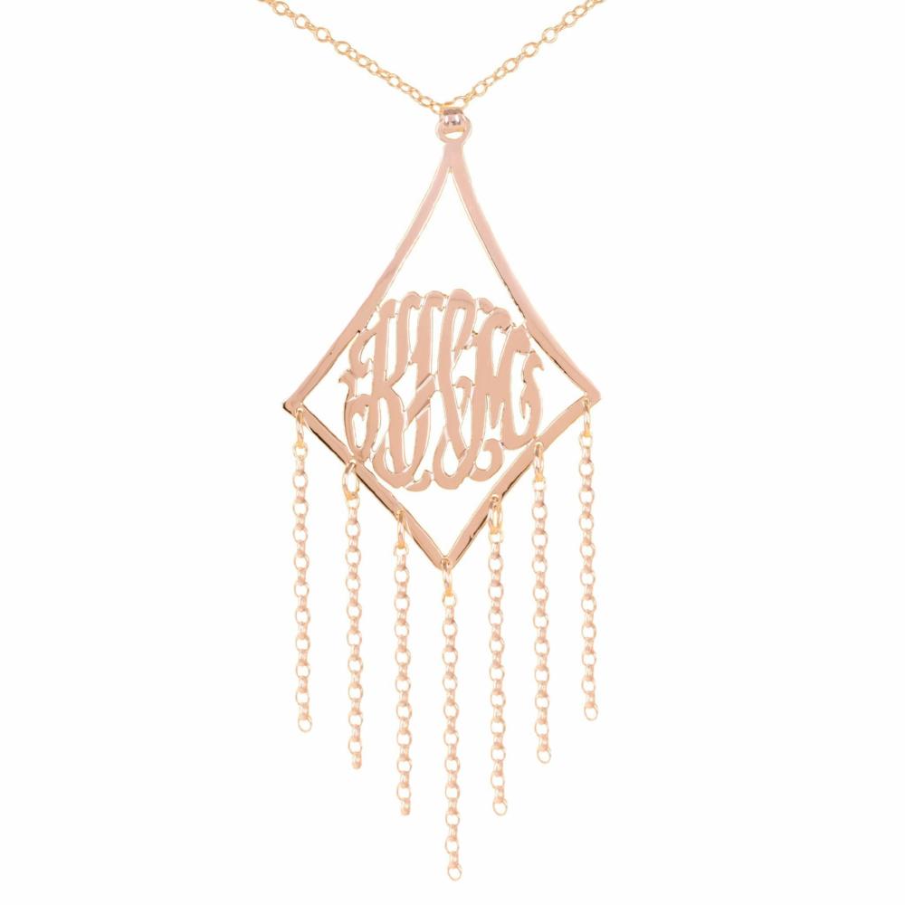 14K rose_gold plated sterling silver-framed-monogram-with-chain-drop-