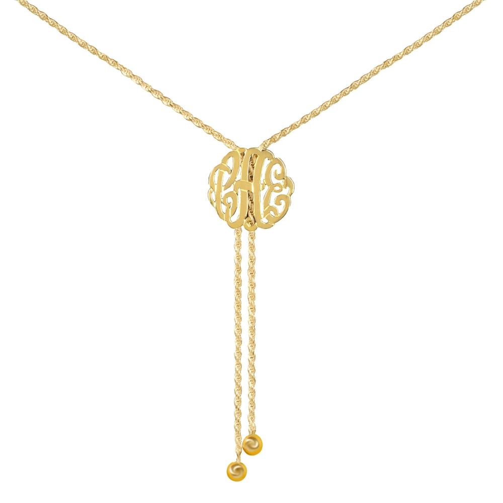 14K gold plated sterling silver-lariat-monogram-necklace-medium