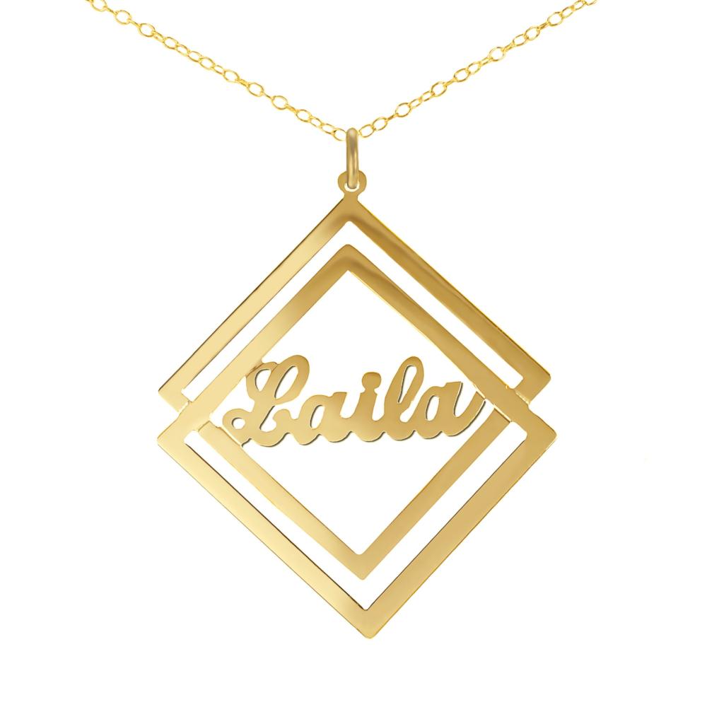 14K gold plated sterling silver-social-society-script-name-necklace