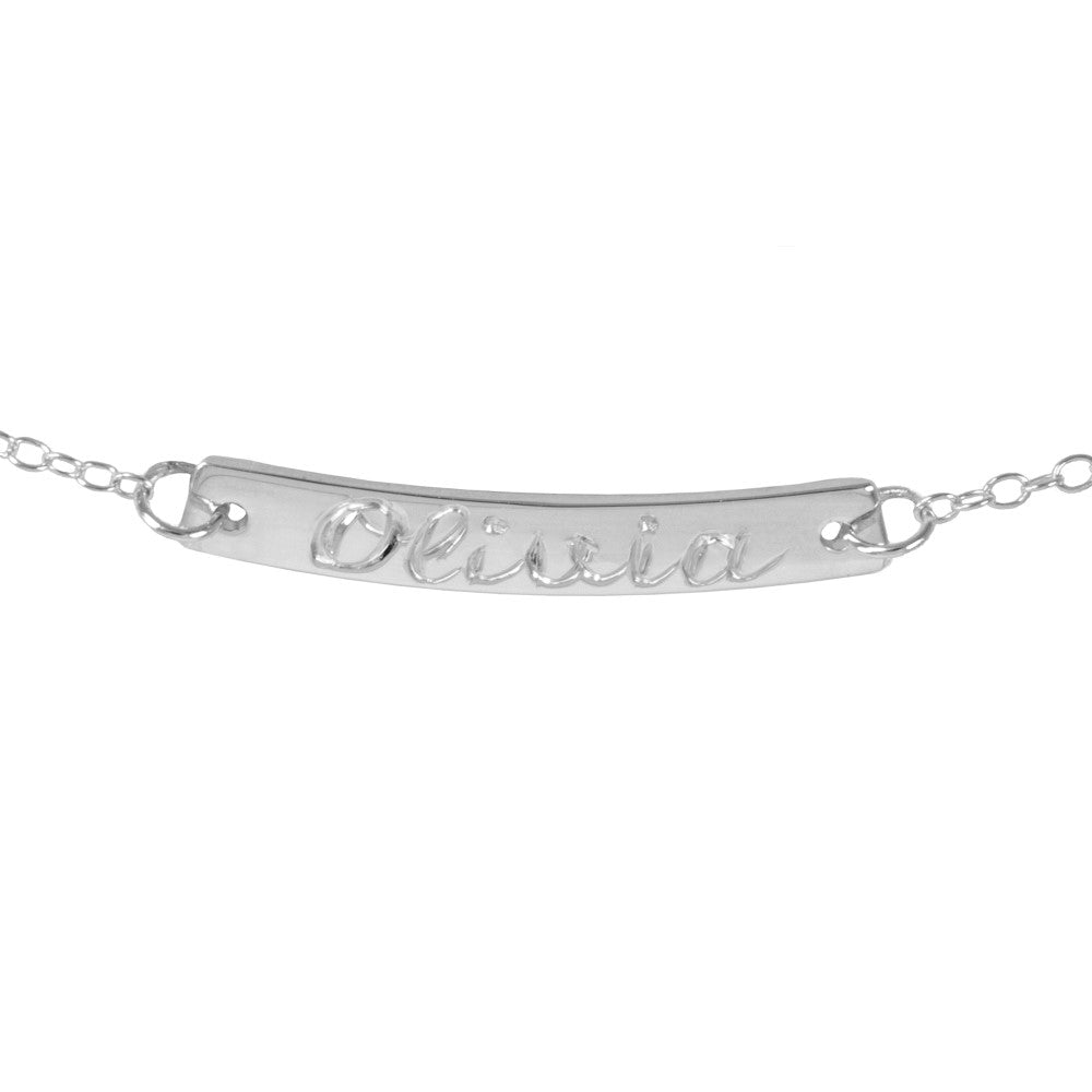 sterling silver bar name necklace