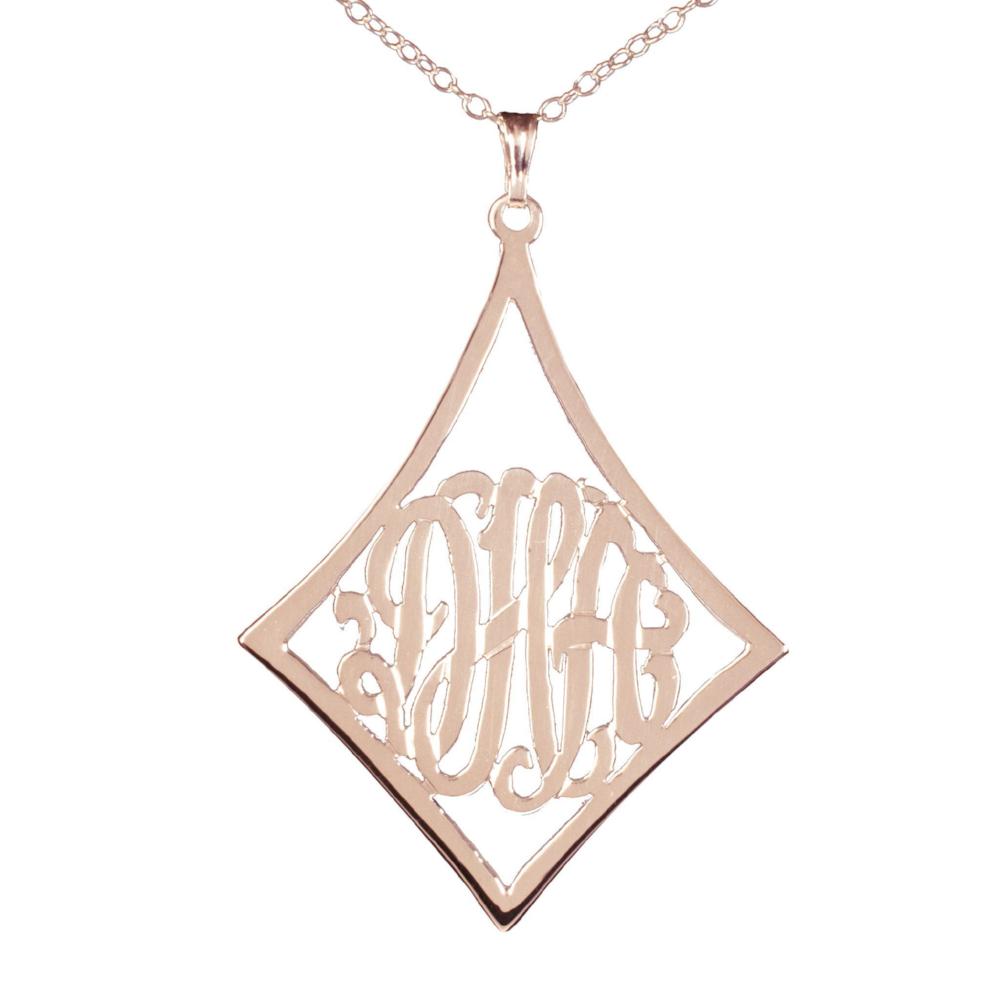 14K rose_gold plated sterling silver-curved-frame-monogram-necklace
