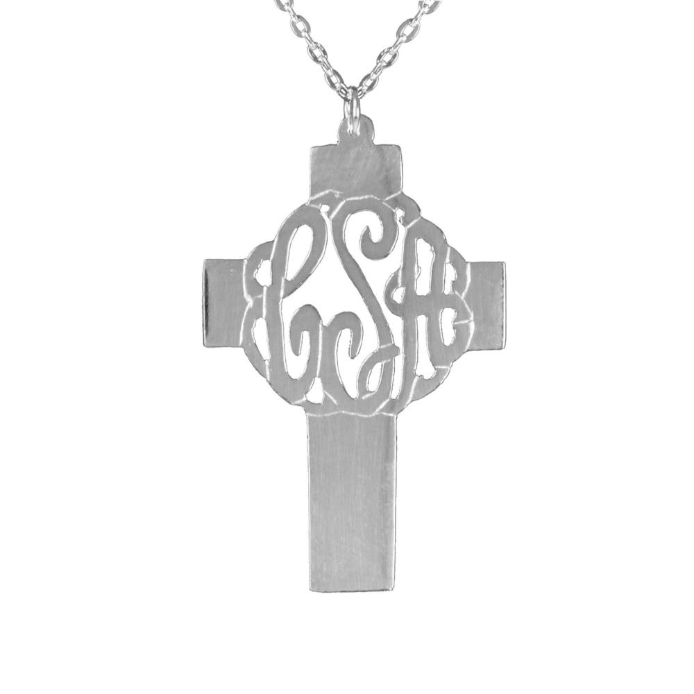 sterling silver holy cross monogram necklace