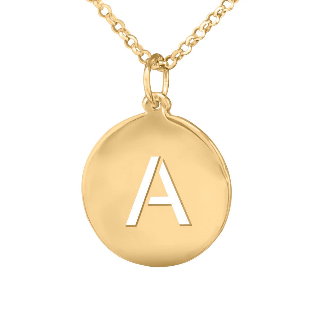 14 karat gold plated sterling silver initial pendant necklace