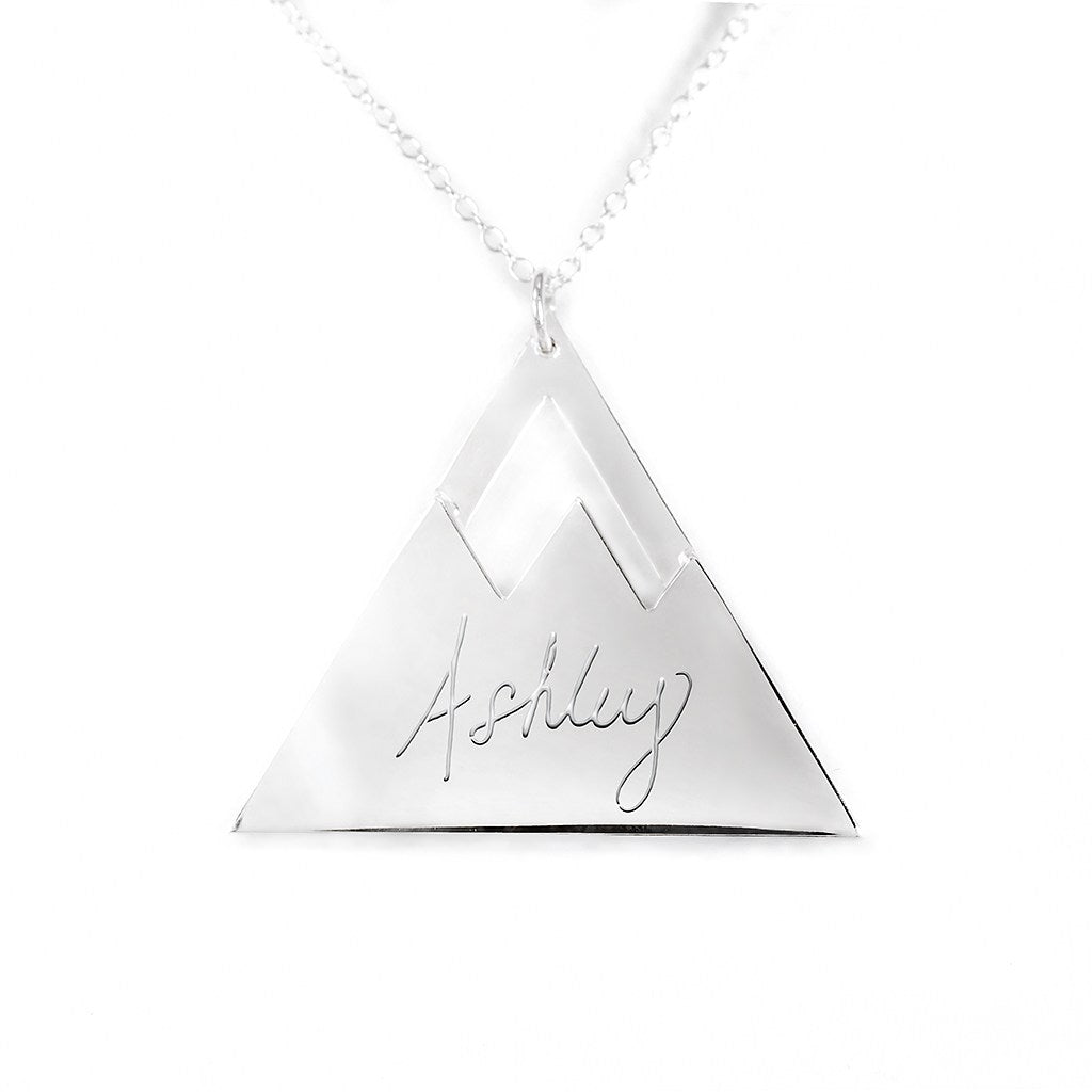 sterling silver mountain name necklace