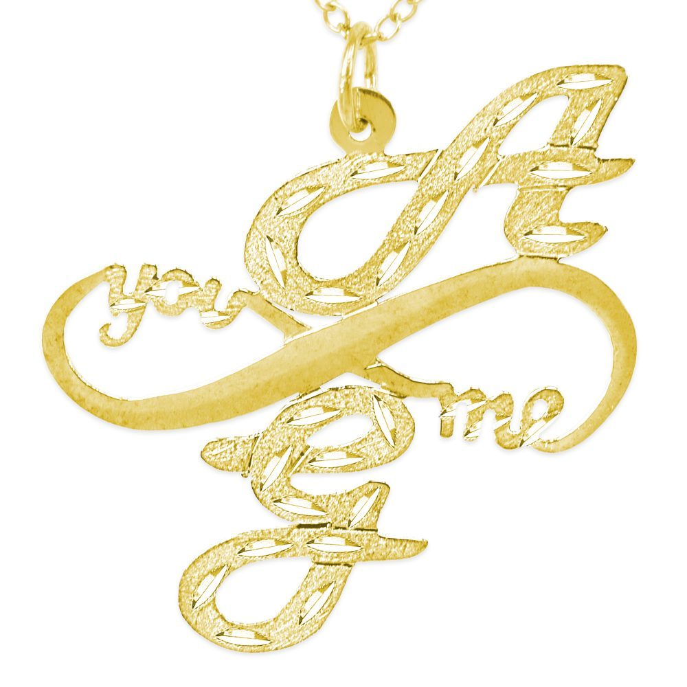 14K gold-plated silver monogram necklace with infinity symbol between initials