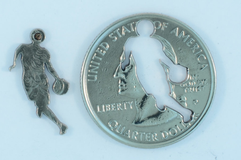 Coin Crafted  US Quarter Coin Cut-Out Basketball Pendant Mens Jewelry Stainless Chain