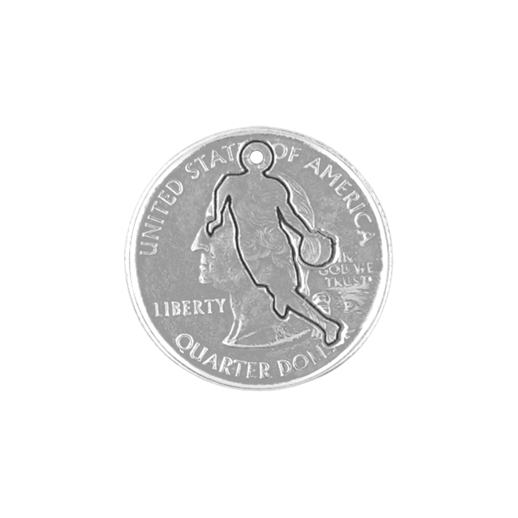 Coin Crafted  US Quarter Coin Cut-Out Basketball Pendant Mens Jewelry Stainless Chain