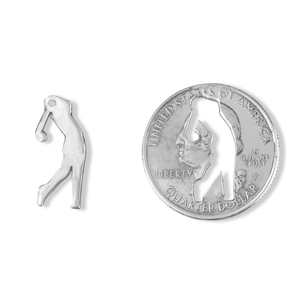 Coin Crafted  US Quarter Coin Cut-Out Golf Pendant Mens Jewelry Stainless Chain
