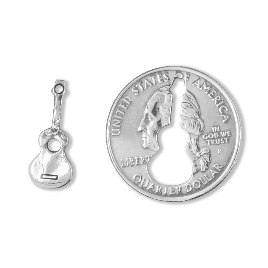 Coin Crafted  US Quarter Coin Cut-Out Guitar Pendant Mens Jewelry Stainless Chain
