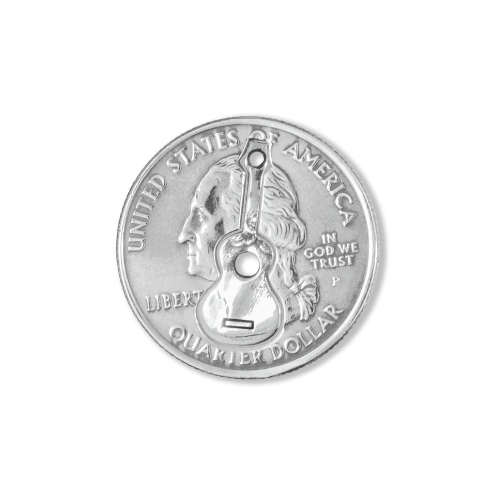 Coin Crafted  US Quarter Coin Cut-Out Guitar Pendant Mens Jewelry Stainless Chain