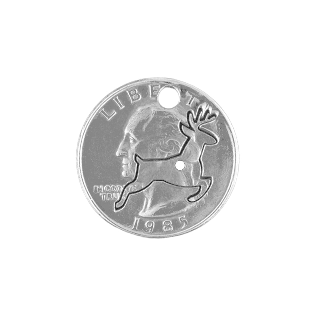 Coin Crafted  US Quarter Coin Cut-Out Outdoorsman Pendant Mens Jewelry Stainless Chain