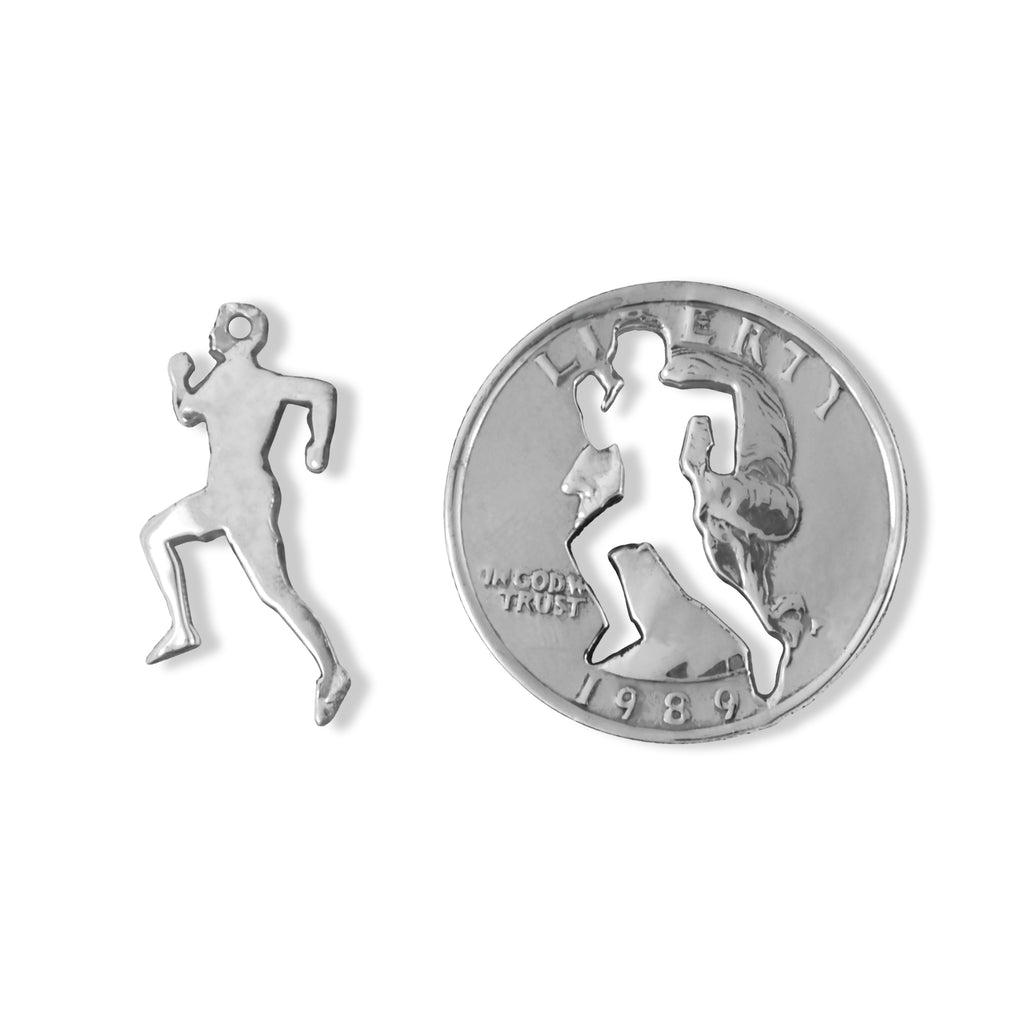 Coin Crafted  US Quarter Coin Cut-Out Runner Pendant Mens Jewelry Stainless Chain