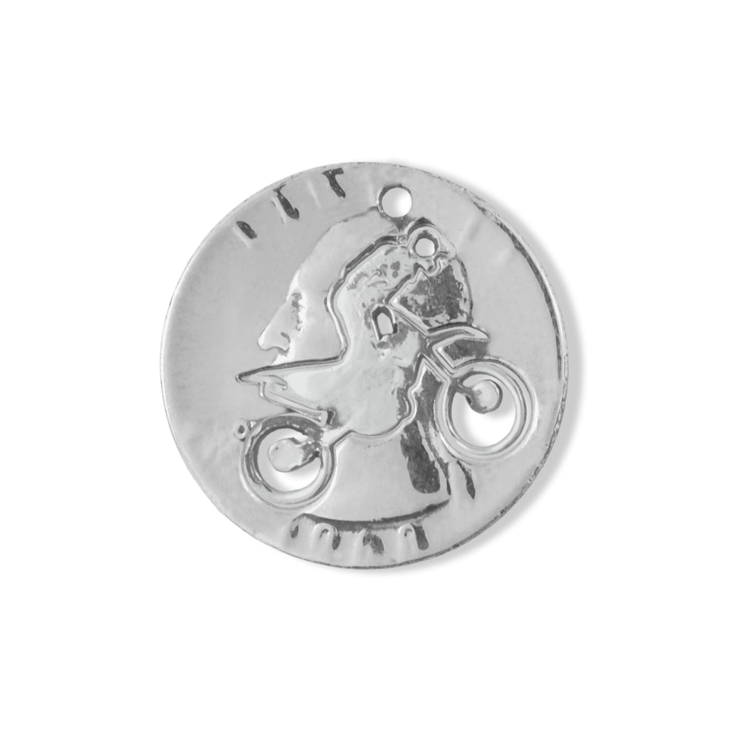 Coin Crafted  US Quarter Coin Cut-Out Off Road Motorcycle Pendant Mens Jewelry Stainless Chain