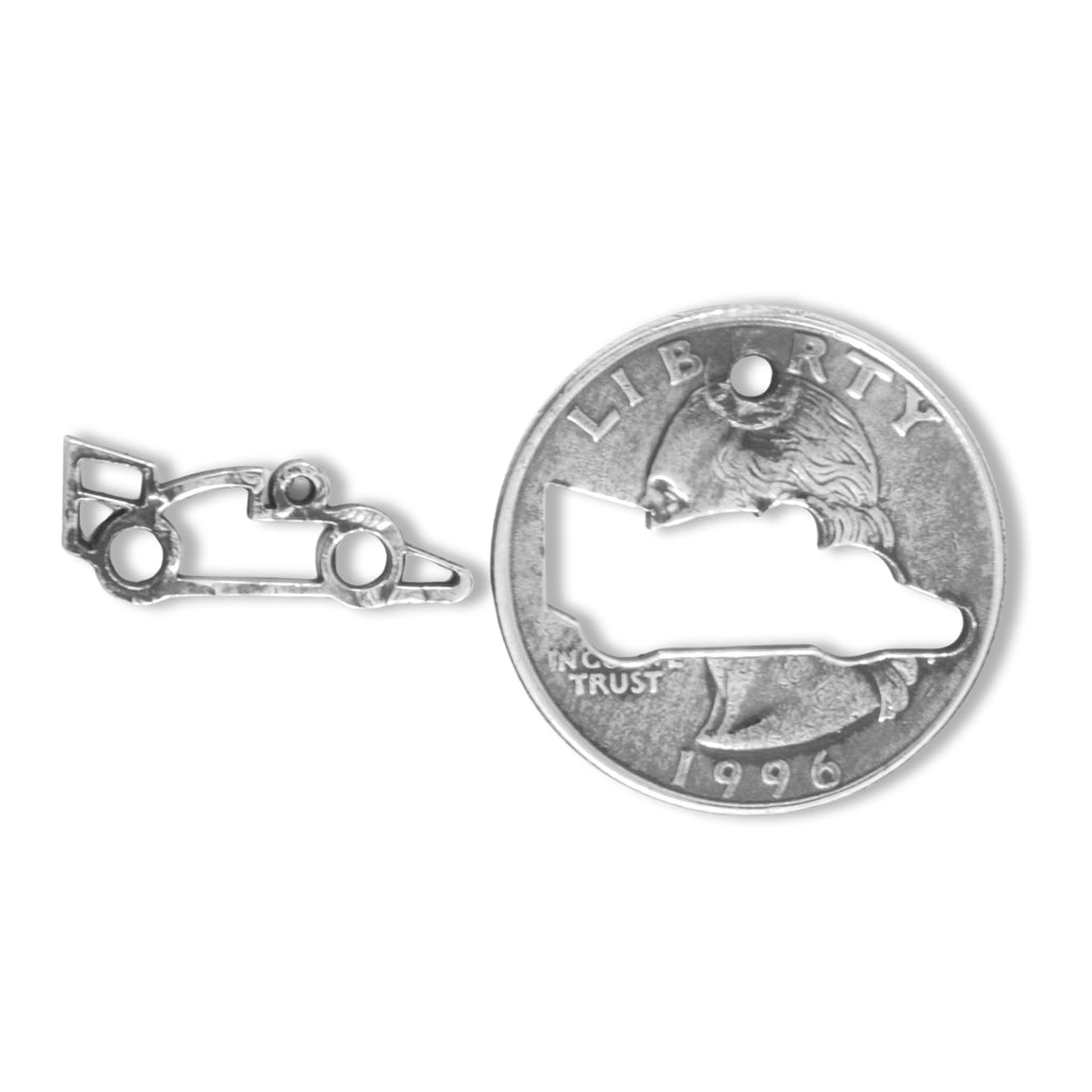 Coin Crafted  US Quarter Coin Cut-Out Racer Pendant Mens Jewelry Stainless Chain