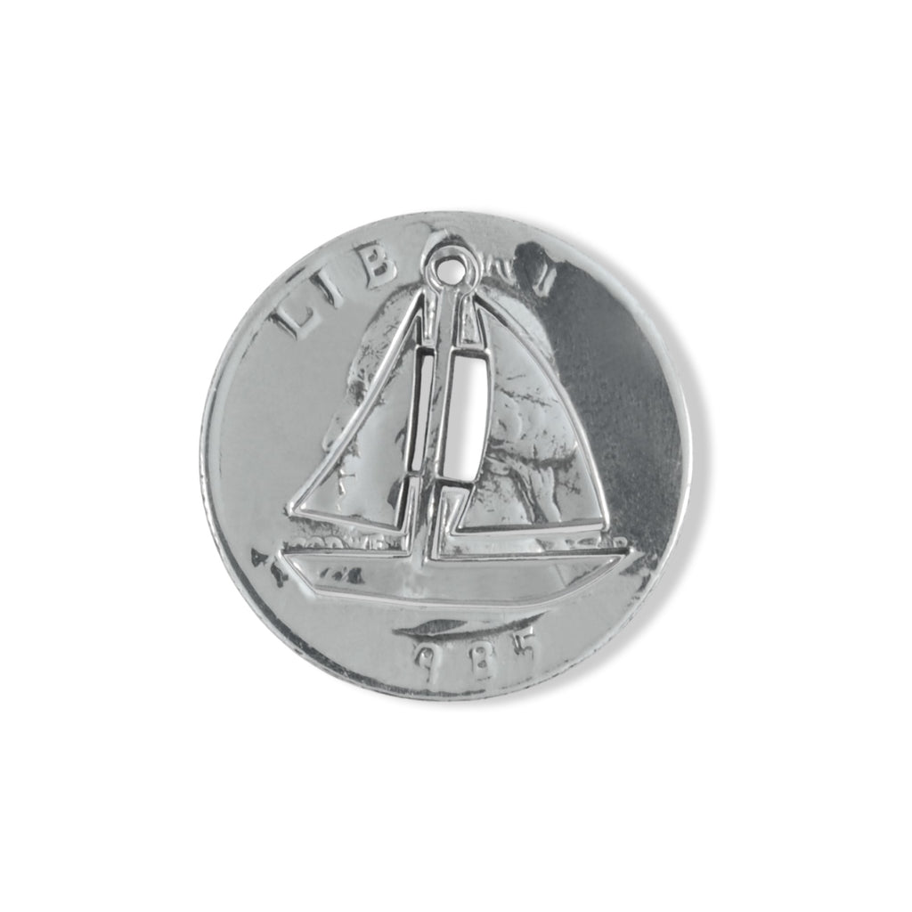 Coin Crafted  US Quarter Coin Cut-Out Sailor Pendant Mens Jewelry Stainless Chain