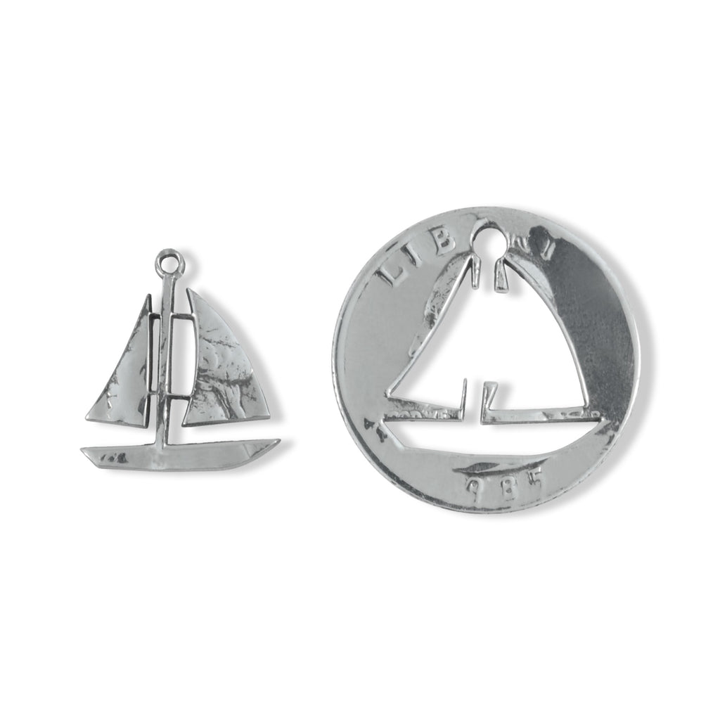 Coin Crafted  US Quarter Coin Cut-Out Sailor Pendant Mens Jewelry Stainless Chain