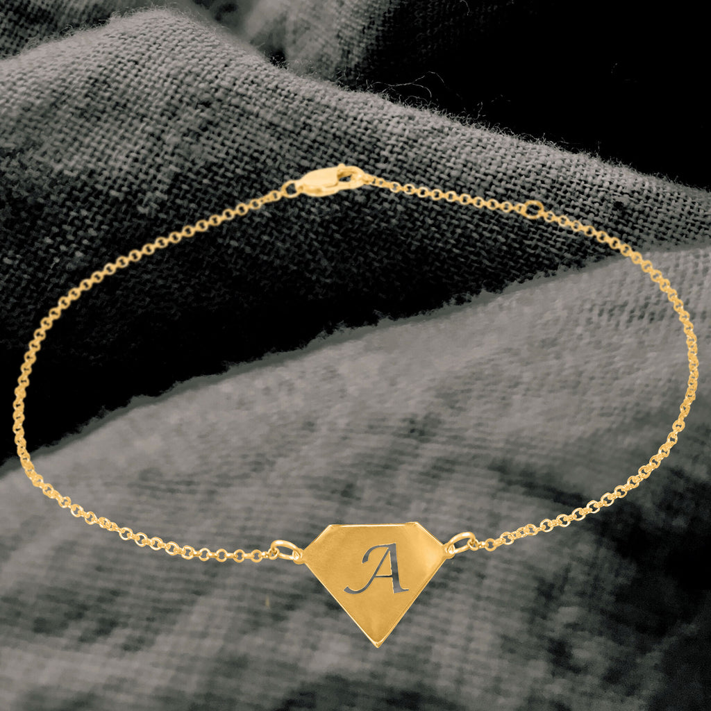 Diamond Shaped Initial Anklet