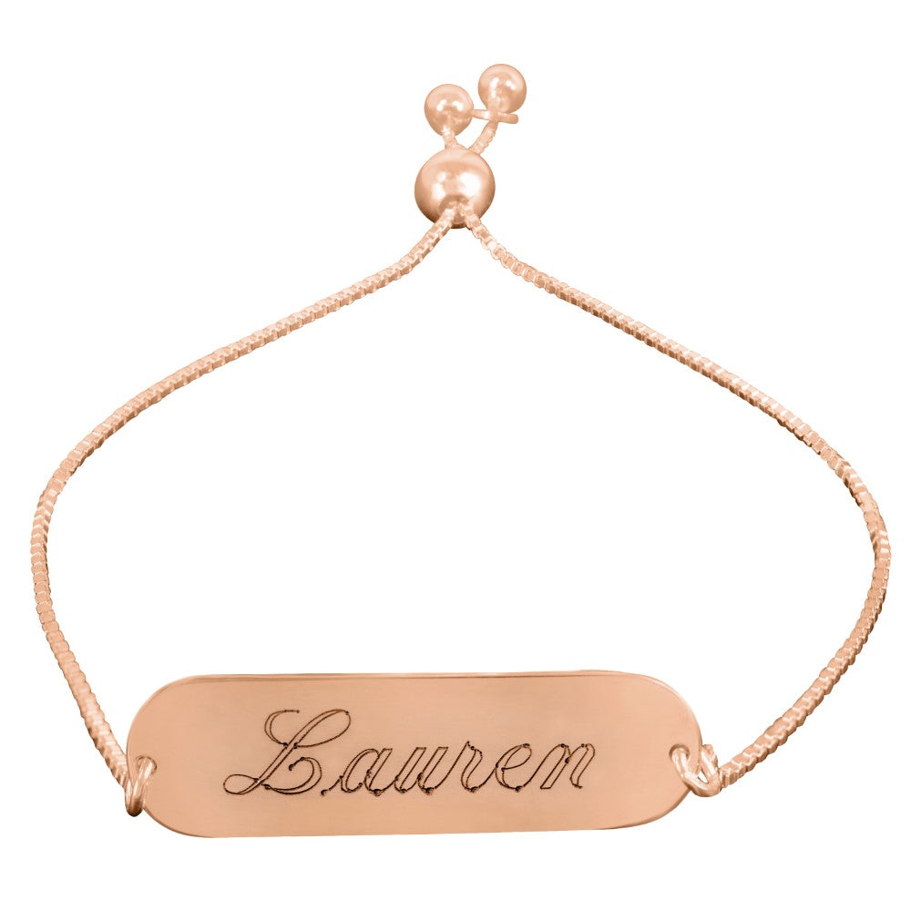 14K rose gold plated sterling silver personalized name bracelet engraved
