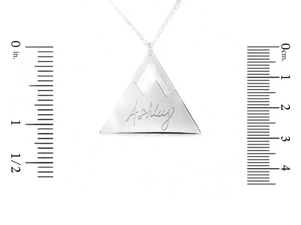 sterling silver mountain name necklace measurement