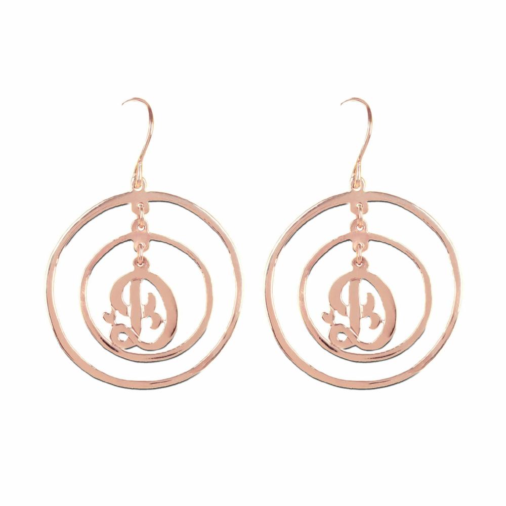 14K rose gold plated sterling silver personalized initial earrings