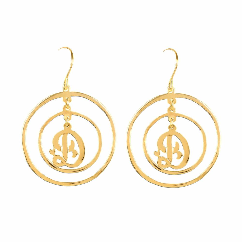 14K gold plated sterling silver personalized initial earrings