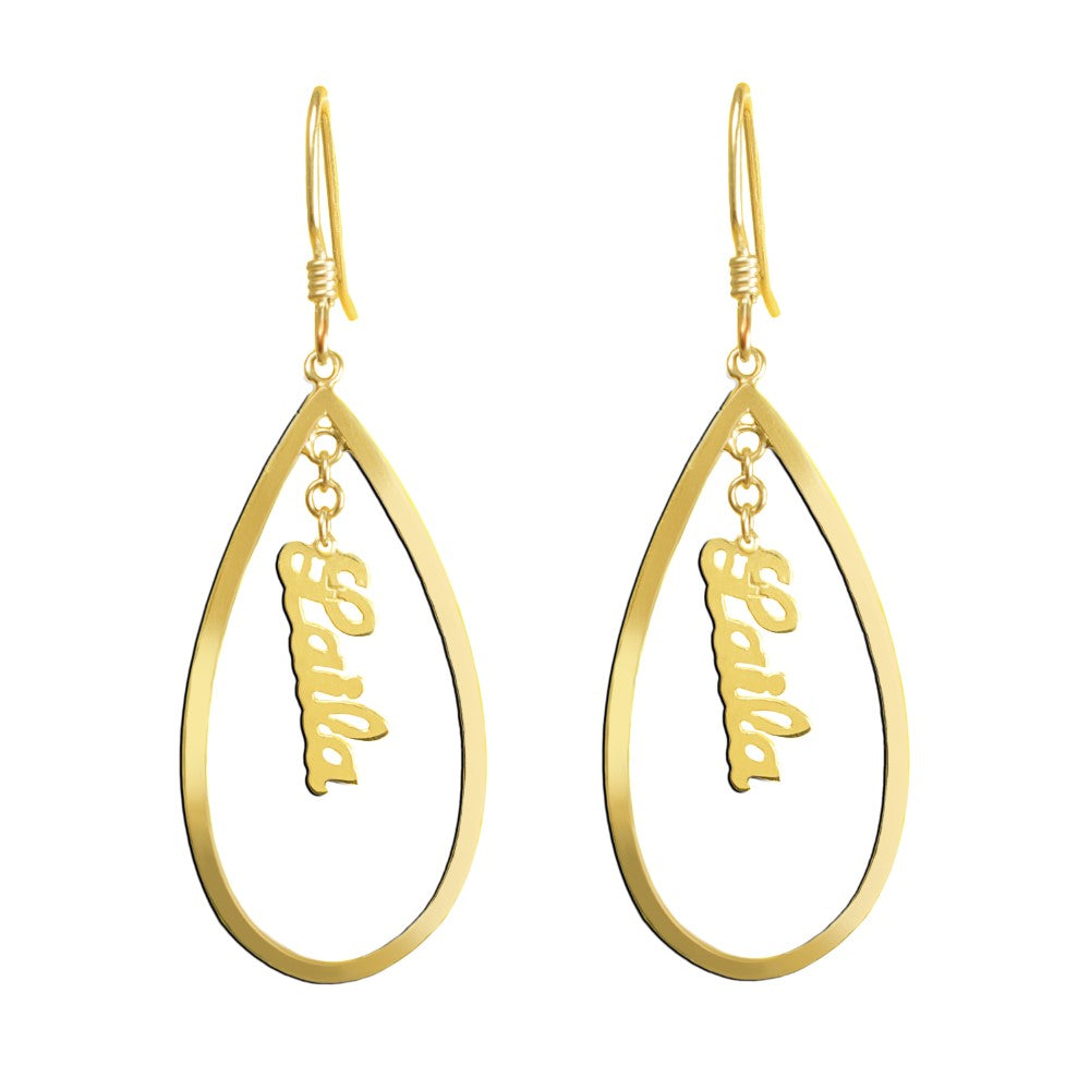 14K gold plated sterling silver personalized name earrings