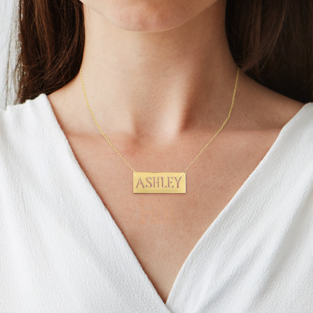 Personalized Tall Letter Bar Nameplate Necklace