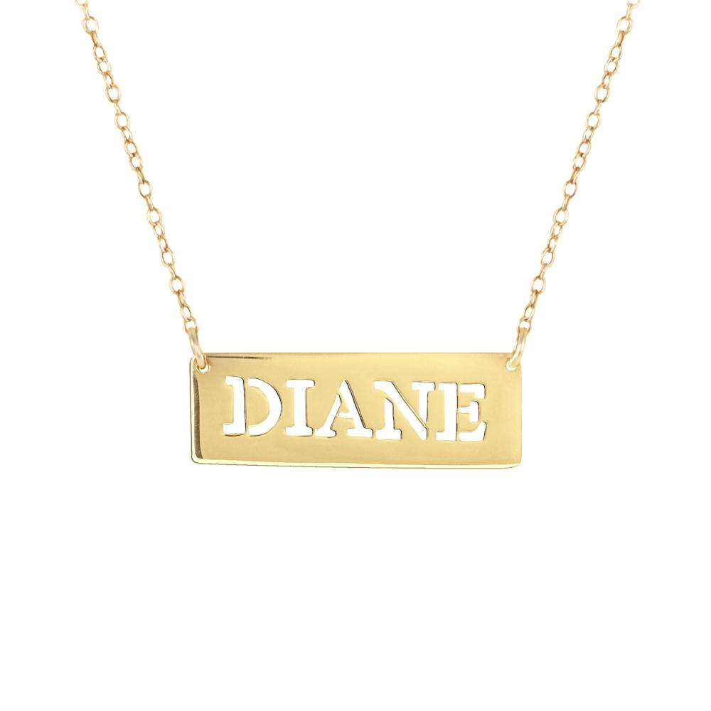 14K gold plated sterling silver bar nameplate name necklace