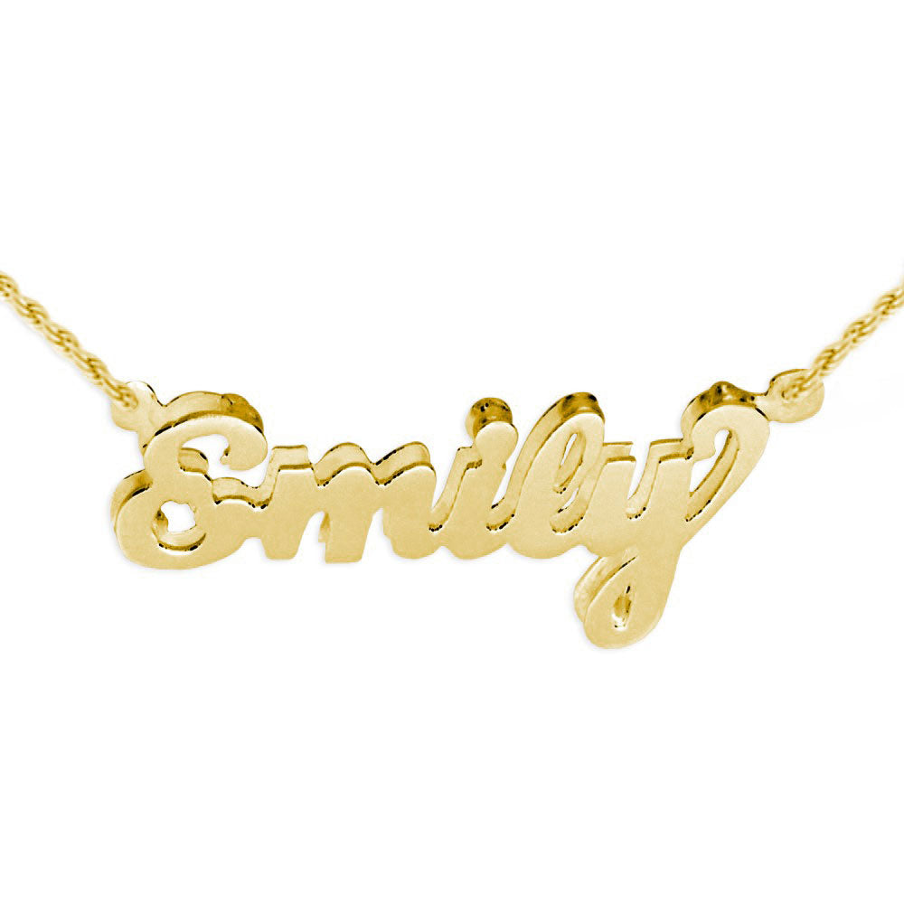 14K gold plated sterling silver 3d name necklace