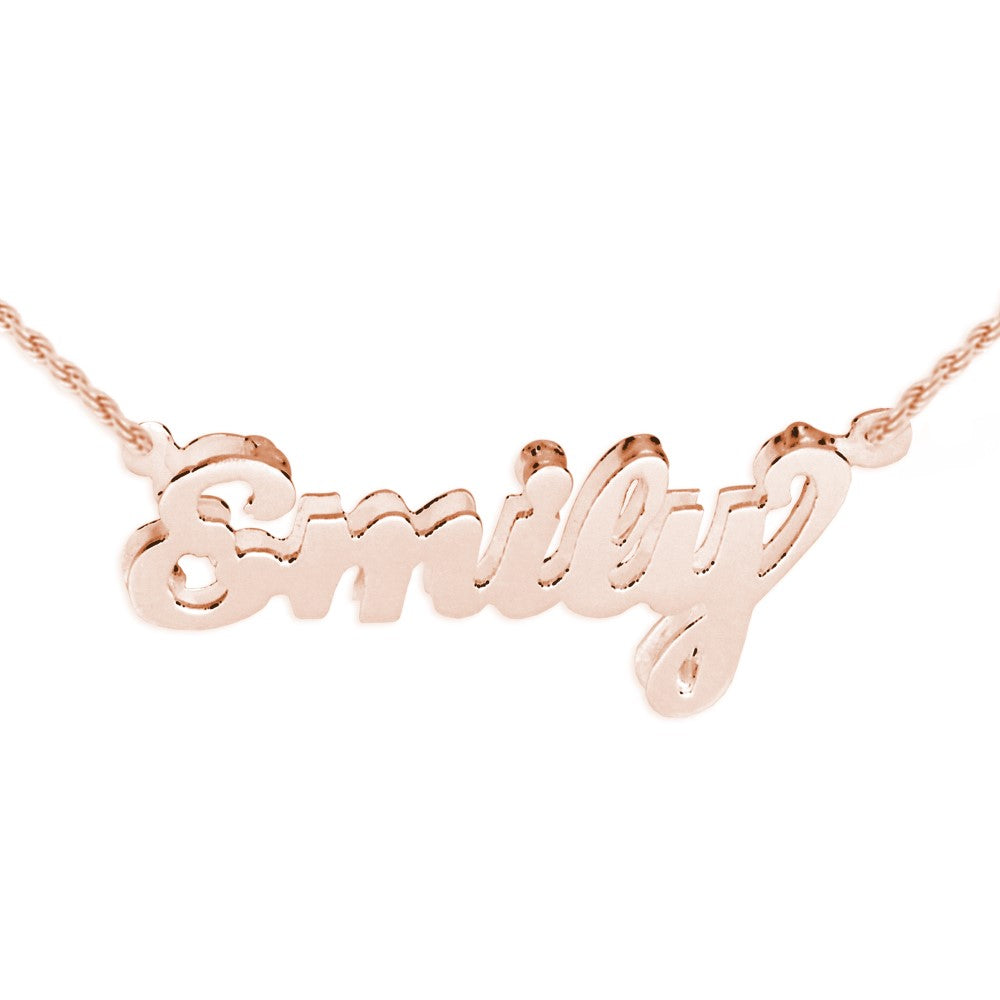 14K rose gold plated sterling silver 3d name necklace