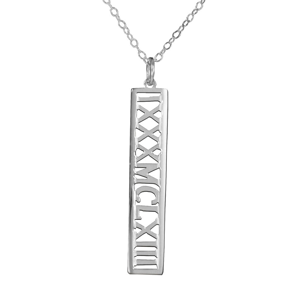 personalized sterling silver roman numeral necklace