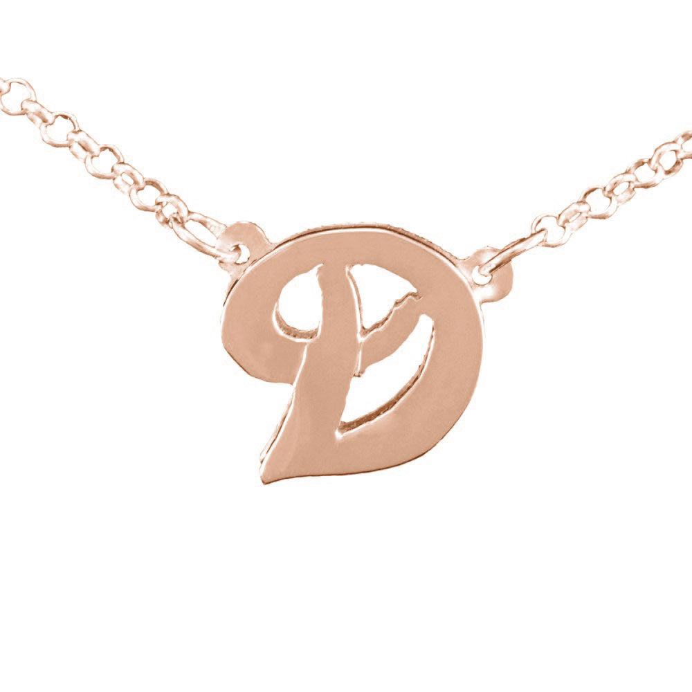 3D 14K rose gold plated sterling silver initial necklace