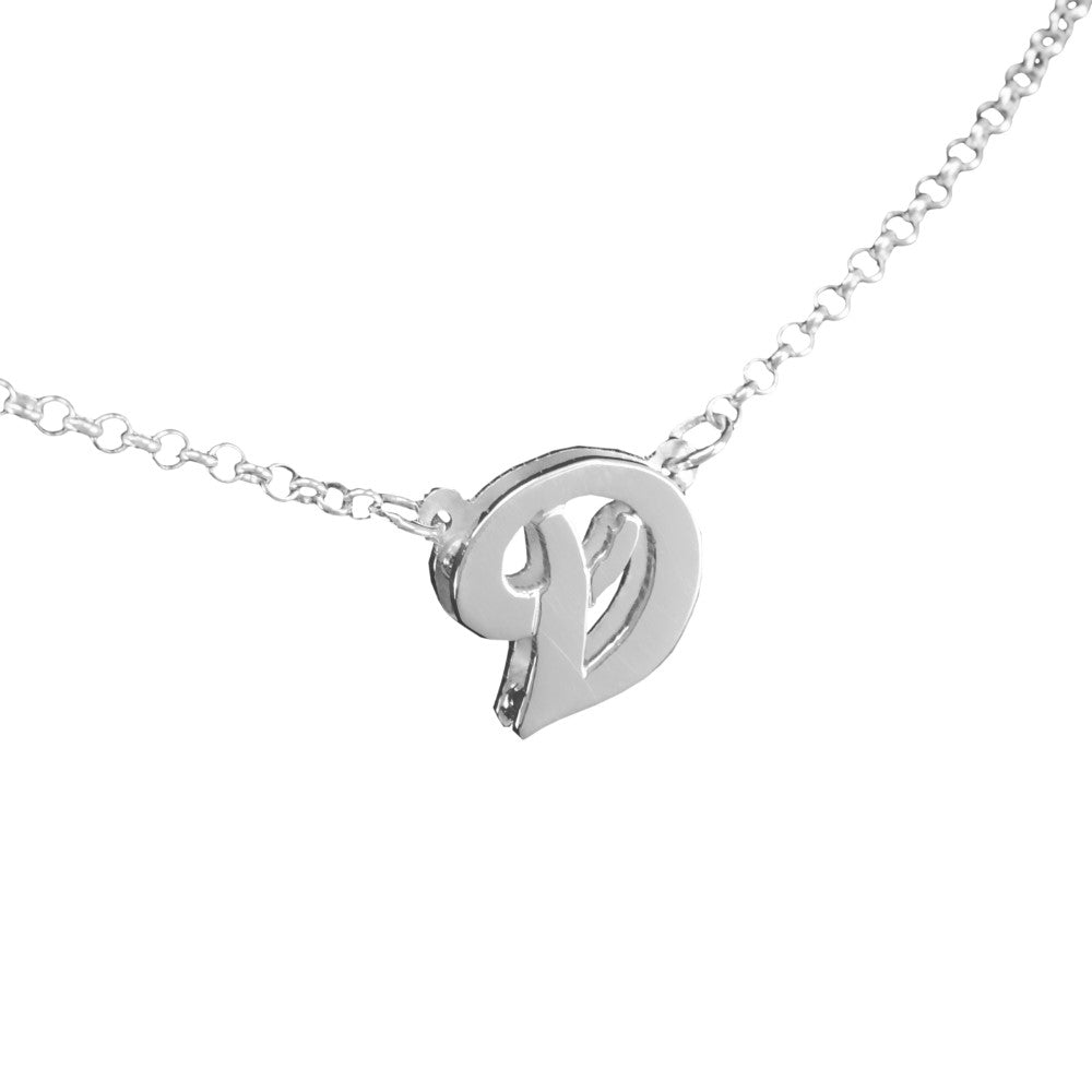 3D sterling silver initial necklace