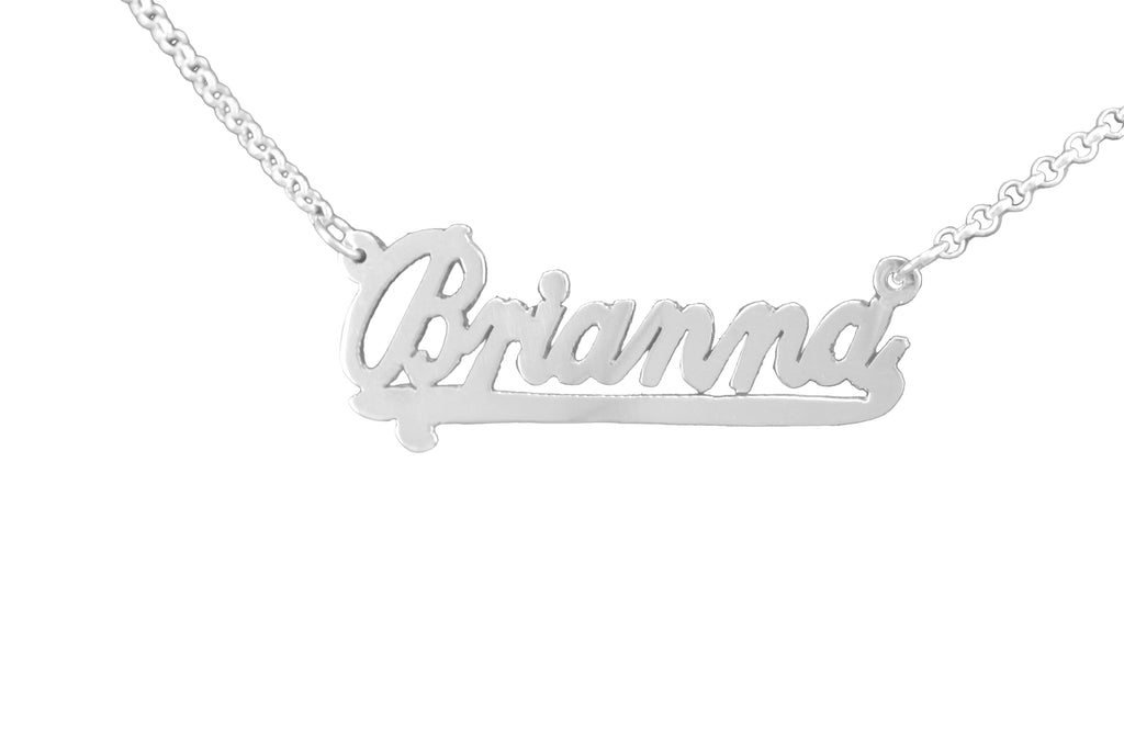 Sterling Silver Script Nameplate with Plain Tail