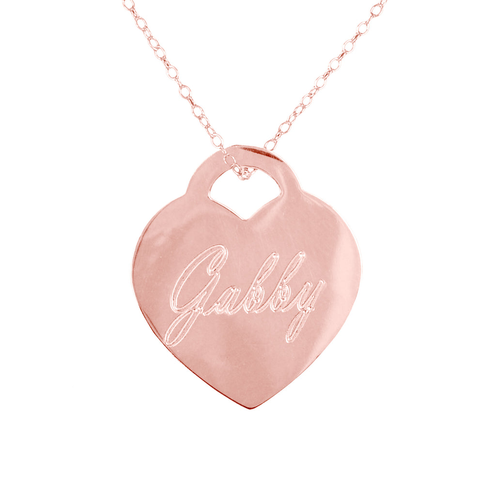 Engraved Name Heart Pendant Necklace